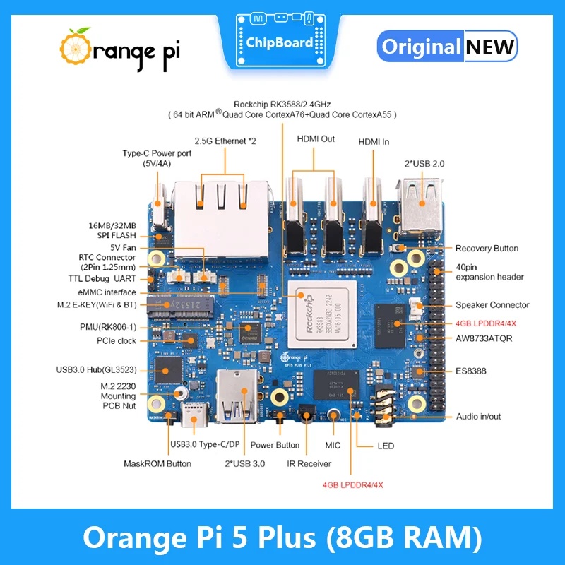 オレンジパイ 5 プラス 8 ギガバイト RAM RK358 - Orange Pi 5 Plus 16Gb のレビューと価格