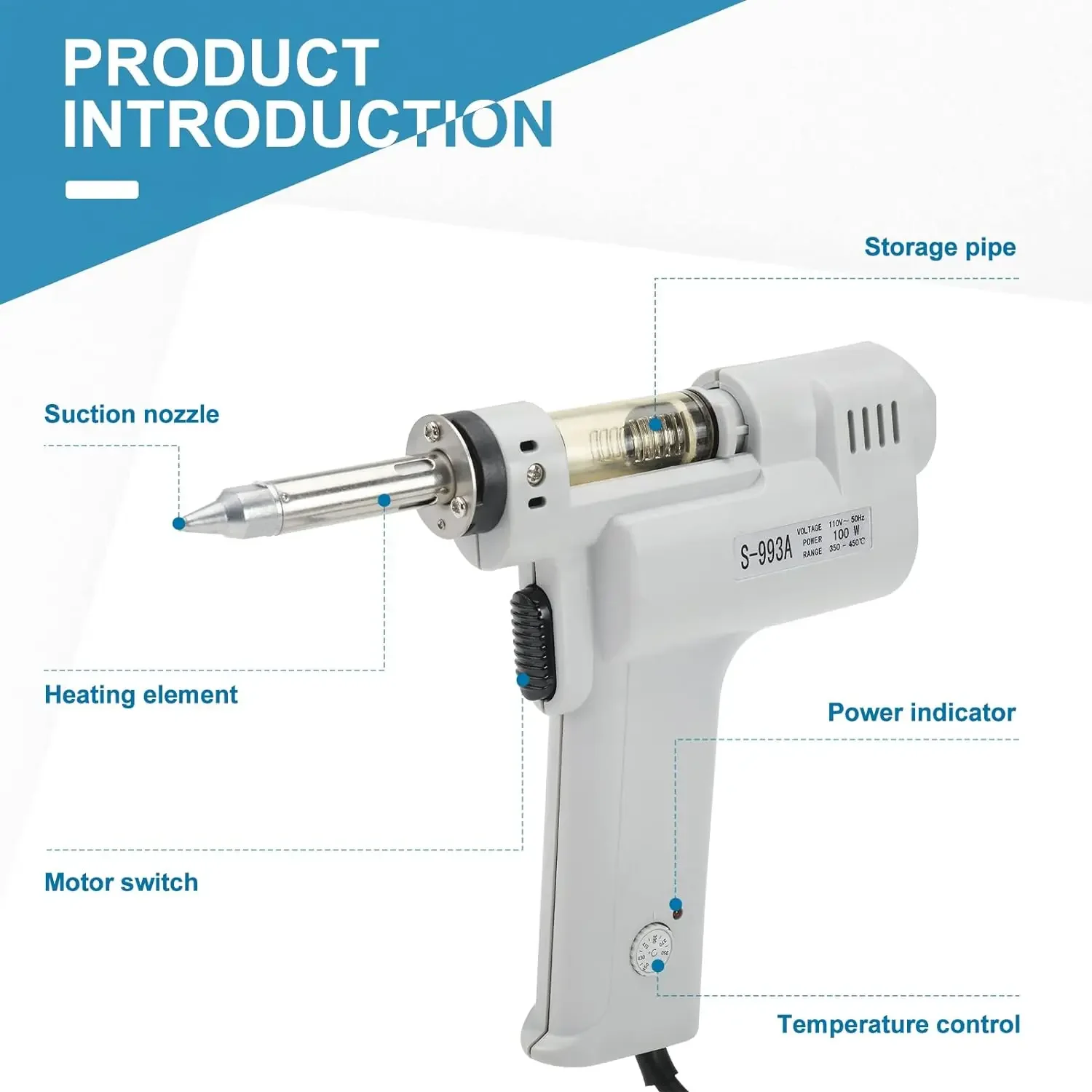 ダブルポンプ電気はんだ除去ガン,S-998P W,真空,はん - Desoldering Gun Vacuum Electric のレビューと価格